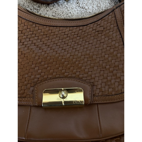 Coach Kristin Brown Woven Leather Tote Convertible Shoulder Bag Classic - Picture 7 of 10